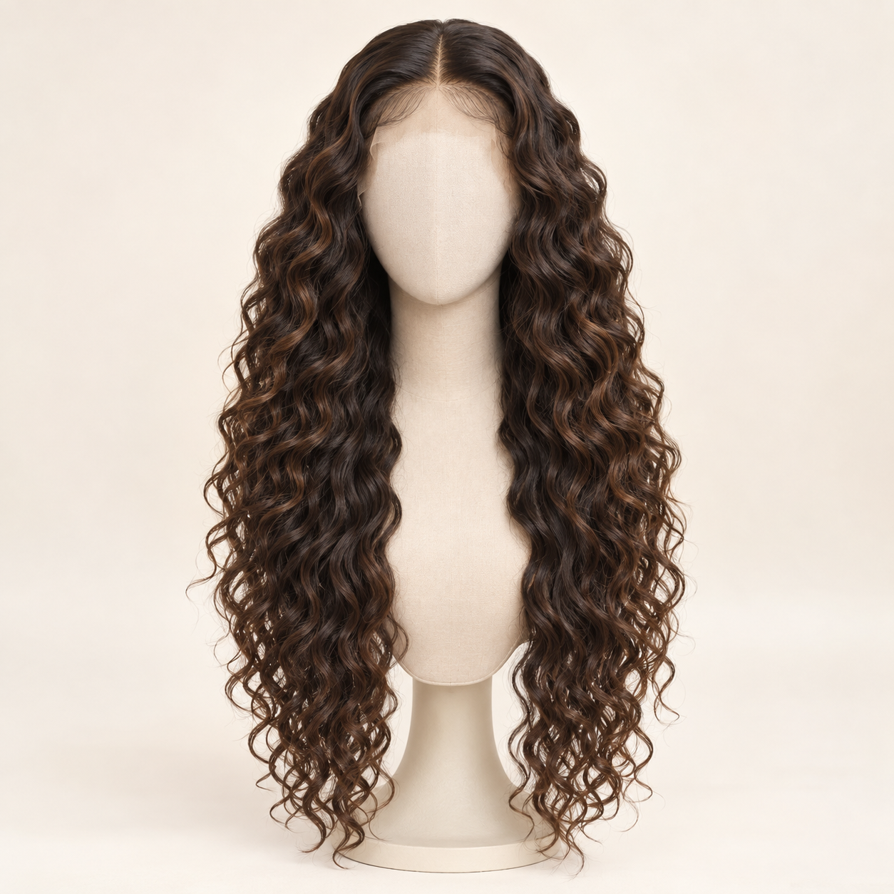 Complete loose-curly lace wig style reference