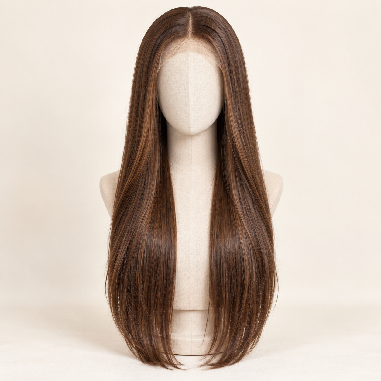 Complete straight lace-front wig style reference